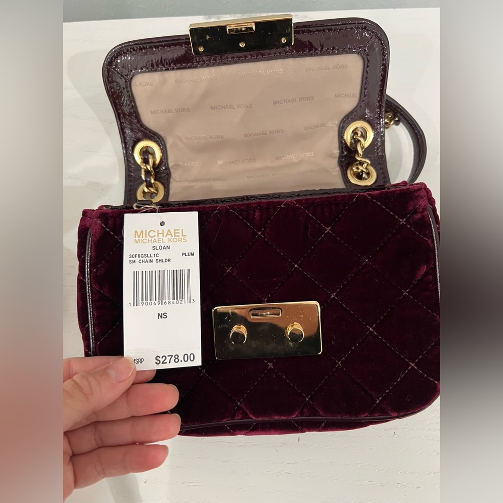 Michael Kors Small 'Sloan' Quilted Velvet Purse NWT